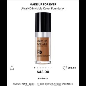 MAKEUP💄4EVER ULTRA HD INVISIBLE COVER FOUNDATION